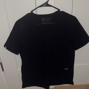 FIGS Black V-Neck 2 Pocket Scrub Top